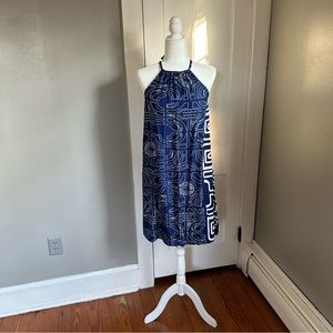 Manuheali'i Blue Halter Tie Neck Dress